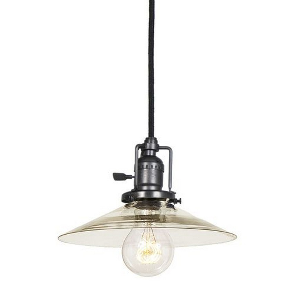 JVI Designs-1200-18 S1-Union - One Light Square Pendant Gun Metal Finish S1: Clear 8 Wide, Mouth Blown Glass Shade